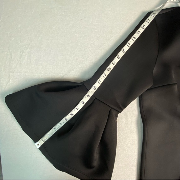 Anthropologie Pleione NWT Black Ruffle Bell Sleeve A-Line Scuba Mini Dress Small - Picture 8 of 10